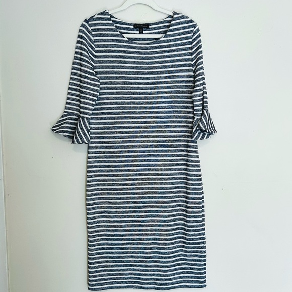 BANANA REPUBLIC Navy and White Striped Dress - Size 10 - Picture 1 of 4